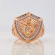 Anillo Escudo Virgen del Carmen 9.95g / T10 Dos Oros Blanco Rosa 18K