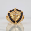 Anillo Escudo Cruz 9.5g / T9 1/4 Dos Oros Negro Amarillo 18K