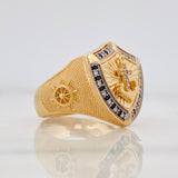 Anillo Escudo Ancla 9.9g / T10 3/4 Dos Oros Amarillo Blanco 18K