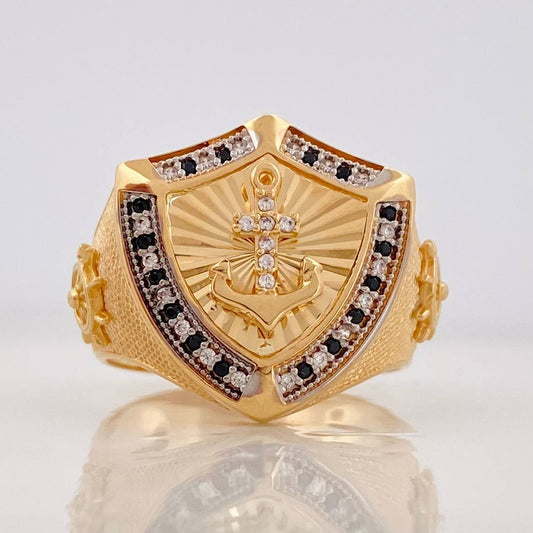 Anchor Shield Ring 9.9g / T10 3/4 Two Golds Yellow White 18K