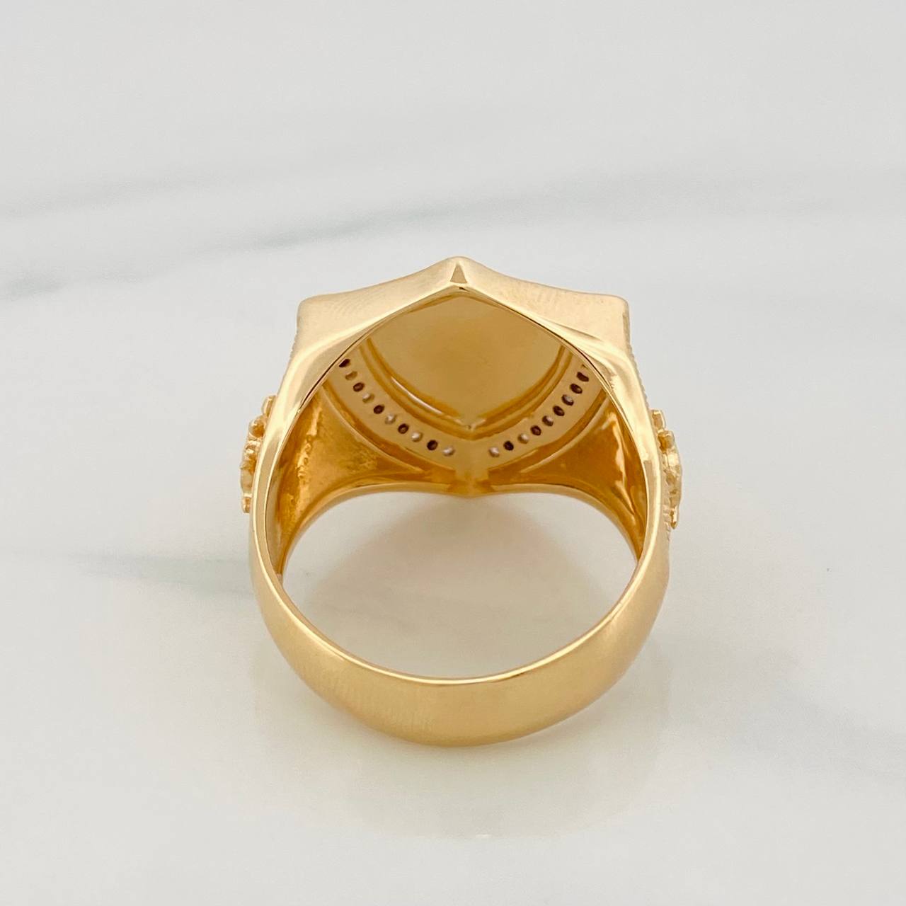 Anillo Escudo Ancla 9.9g / T10 3/4 Dos Oros Amarillo Blanco 18K