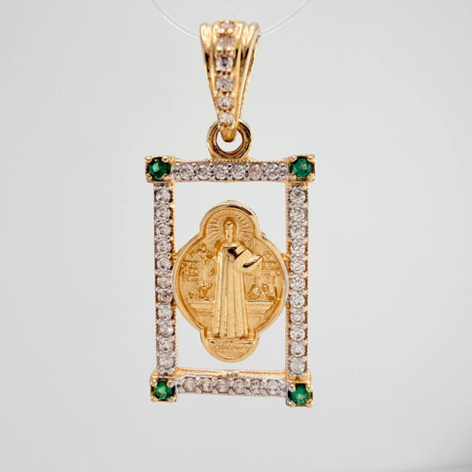 Dije San Benito 2.4gr / 1 in / Dos Oros Amarillo Blanco 18K &