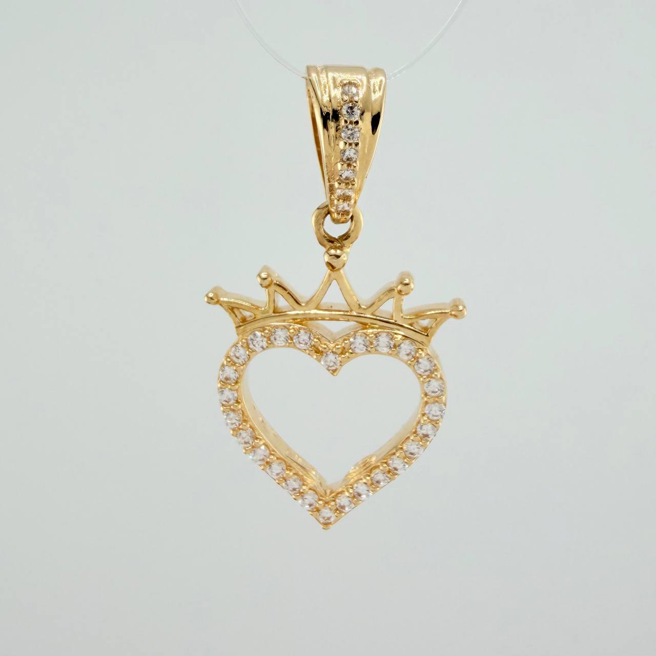 Dije Silueta Corazon Corona 3.15gr / 1 1/4 in / Oro Amarillo 18K &