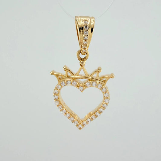 Dije Silueta Corazon Corona 3.15gr / 1 1/4 in / Oro Amarillo 18K &