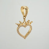 Dije Silueta Corazon Corona 3.15gr / 1 1/4 in / Oro Amarillo 18K &