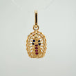 Pendant Virgin Guadalupe 1.3gr / 2.1cm / Fuchsia Blue White Zircons 18K Yellow Gold &