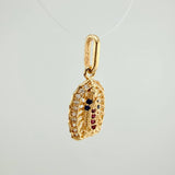 Pendant Virgin Guadalupe 1.3gr / 2.1cm / Fuchsia Blue White Zircons 18K Yellow Gold &