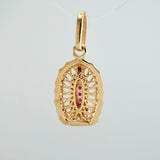 Pendant Virgin Guadalupe 1.3gr / 2.1cm / Fuchsia Blue White Zircons 18K Yellow Gold &