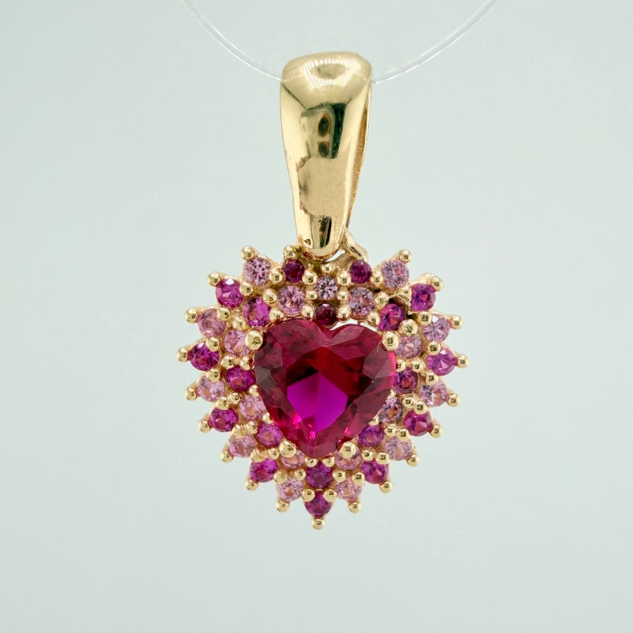 Dije Halo Corazon Tupido 2.35gr / 3/4 in / Oro Amarillo 18K &