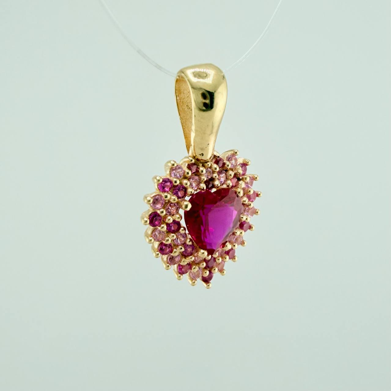 Dije Halo Corazon Tupido 2.35gr / 3/4 in / Oro Amarillo 18K &