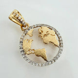 Dije Silueta Tierra 2.15gr / 1 in / Dos Oros Amarillo Blanco 18K &
