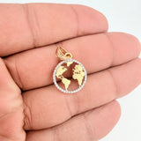 Dije Silueta Tierra 2.15gr / 1 in / Dos Oros Amarillo Blanco 18K &