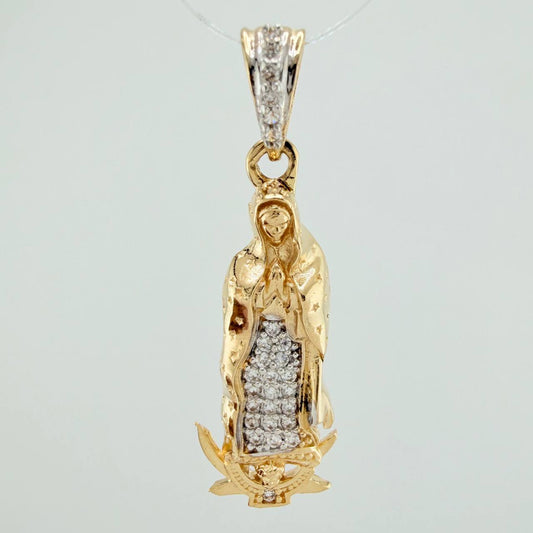 Dije Virgen Guadalupe 2.65gr / 1 1/4 in / Dos Oros Amarillo Blanco 18K &