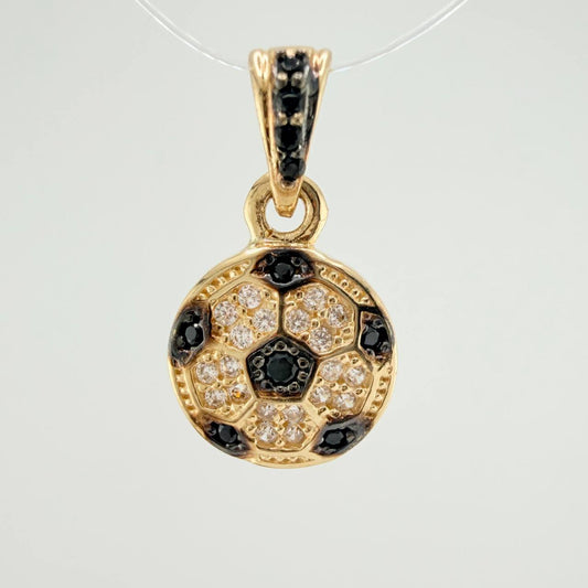 Dije Balon Futbol 1.6gr / 3/4 in / Dos Oros Negro Amarillo 18K &