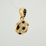 Dije Balon Futbol 1.6gr / 3/4 in / Dos Oros Negro Amarillo 18K &