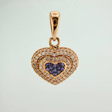 Dije Corazon 3.4gr / 1 in / Dos Oros Negro Rosa 18K &