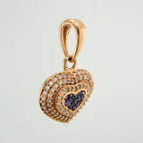 Dije Corazon 3.4gr / 1 in / Dos Oros Negro Rosa 18K &