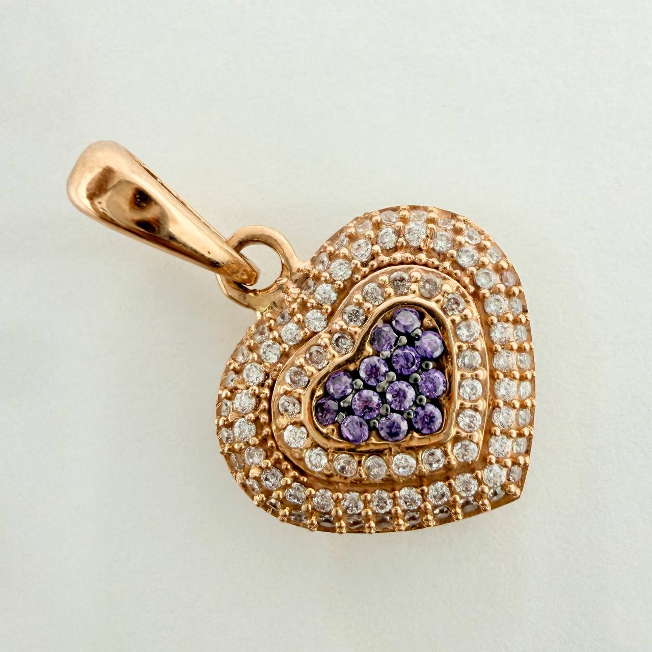 Dije Corazon 3.4gr / 1 in / Dos Oros Negro Rosa 18K &