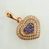 Dije Corazon 3.4gr / 1 in / Dos Oros Negro Rosa 18K &