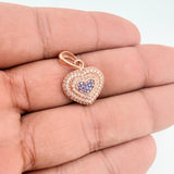 Dije Corazon 3.4gr / 1 in / Dos Oros Negro Rosa 18K &