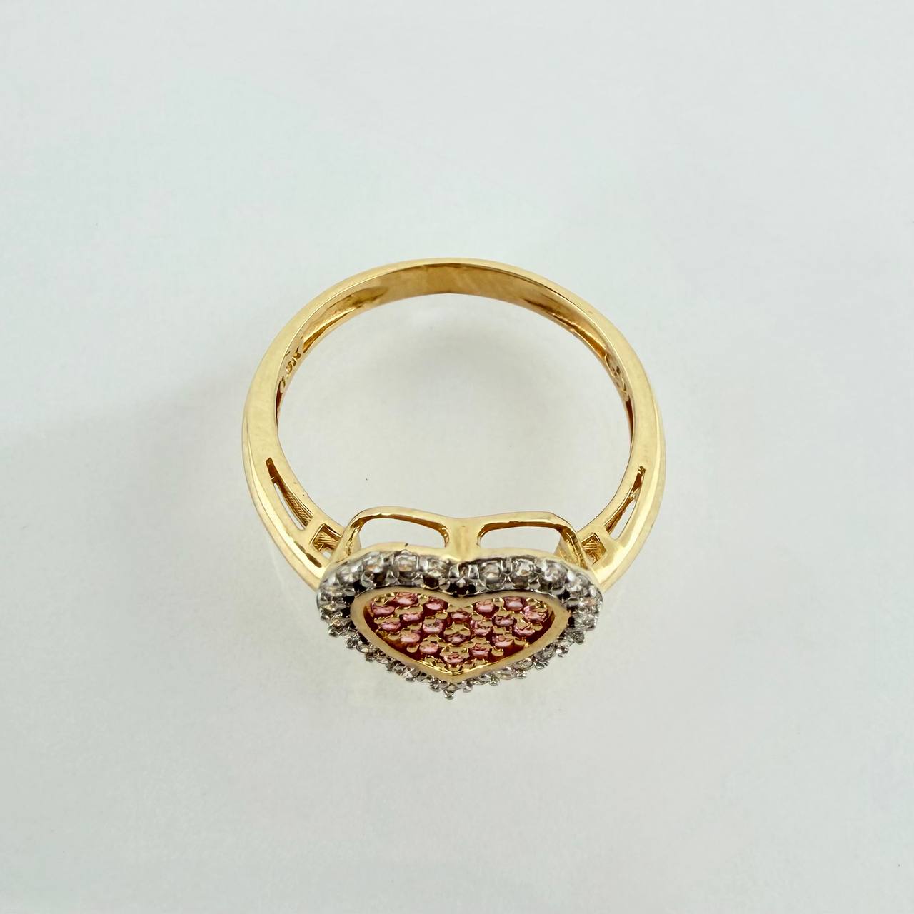 Dense Heart Ring 2.5gr / 5 1.4 / Two-Tone Yellow White Gold 18K &
