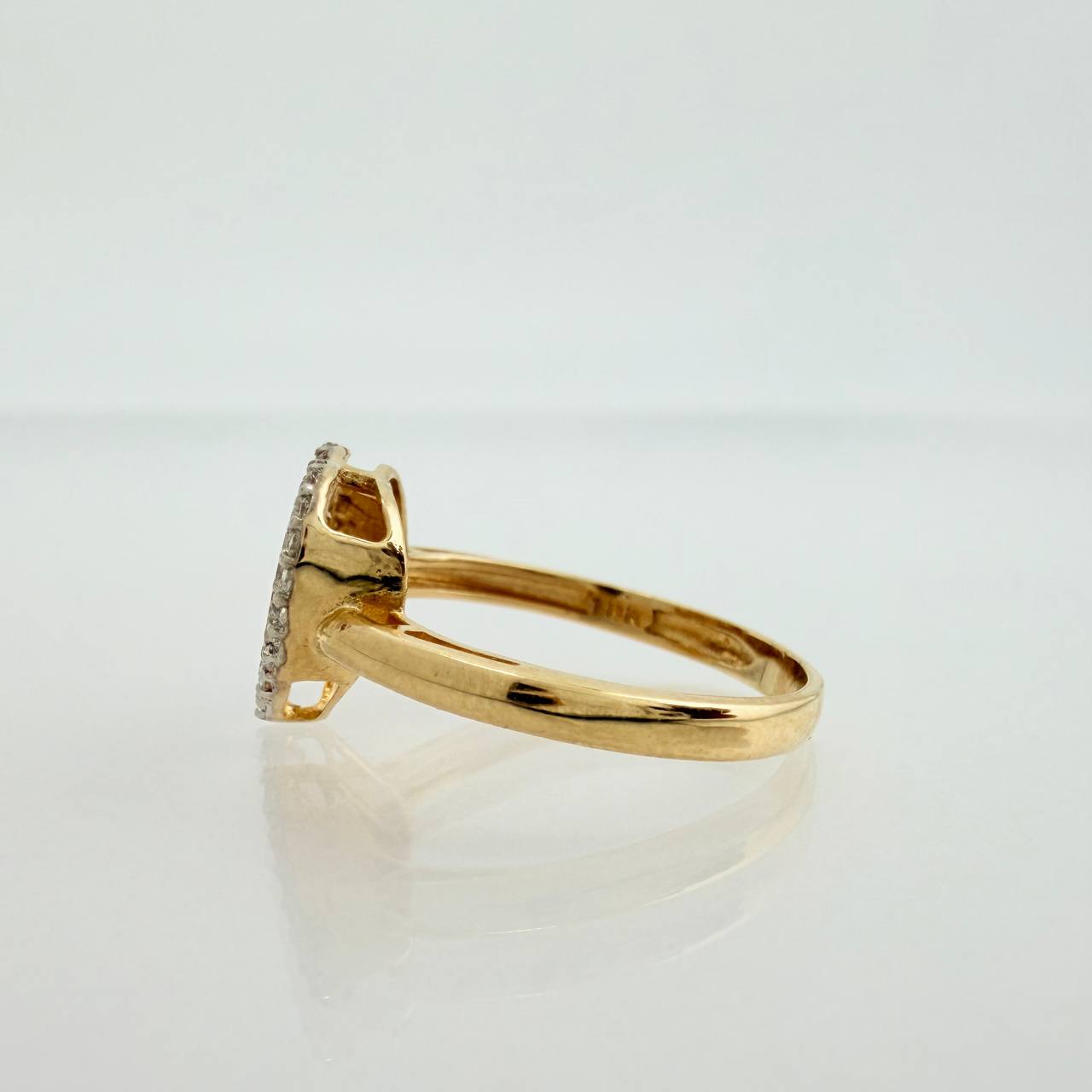 Dense Heart Ring 2.5gr / 5 1.4 / Two-Tone Yellow White Gold 18K &