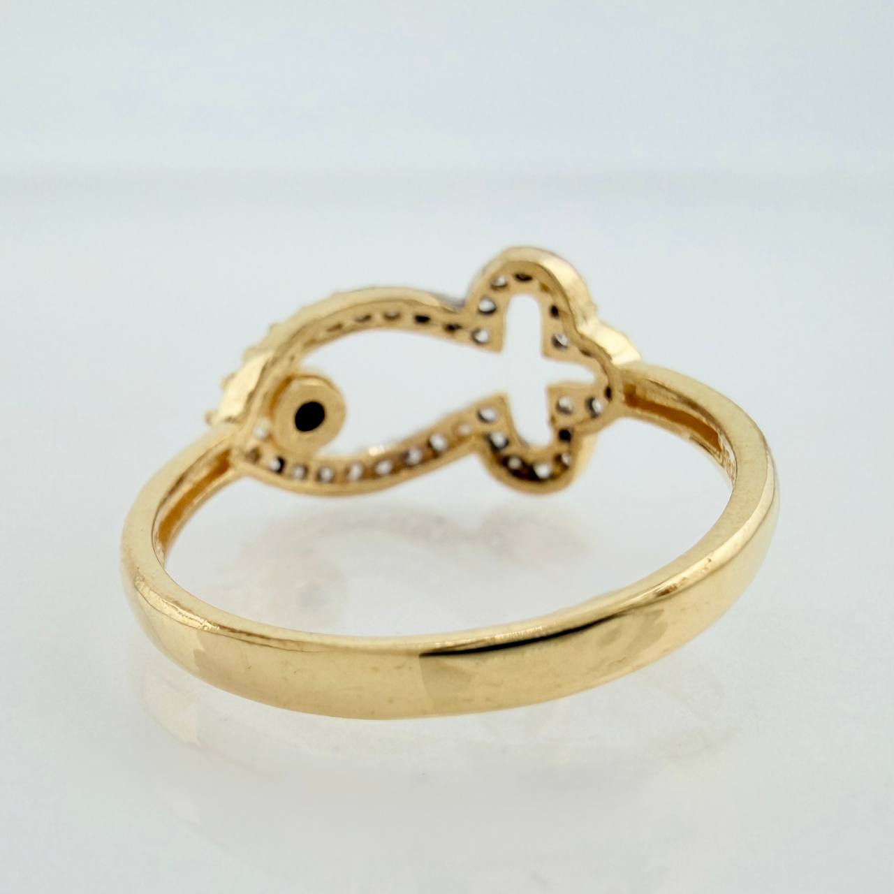 Anillo Silueta Pez 2.05gr / T6 / Dos Oros Amarillo Blanco 18K &