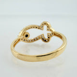 Anillo Silueta Pez 2.05gr / T6 / Dos Oros Amarillo Blanco 18K &