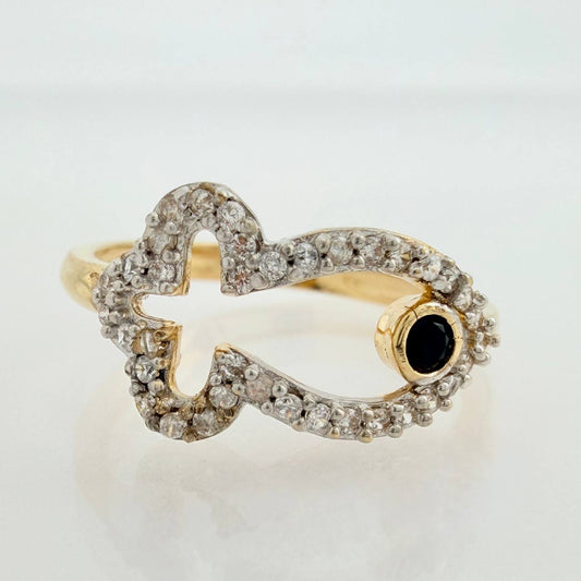 Fish Silhouette Ring 2.05gr / T6 / Two-Tone Yellow White Gold 18K &