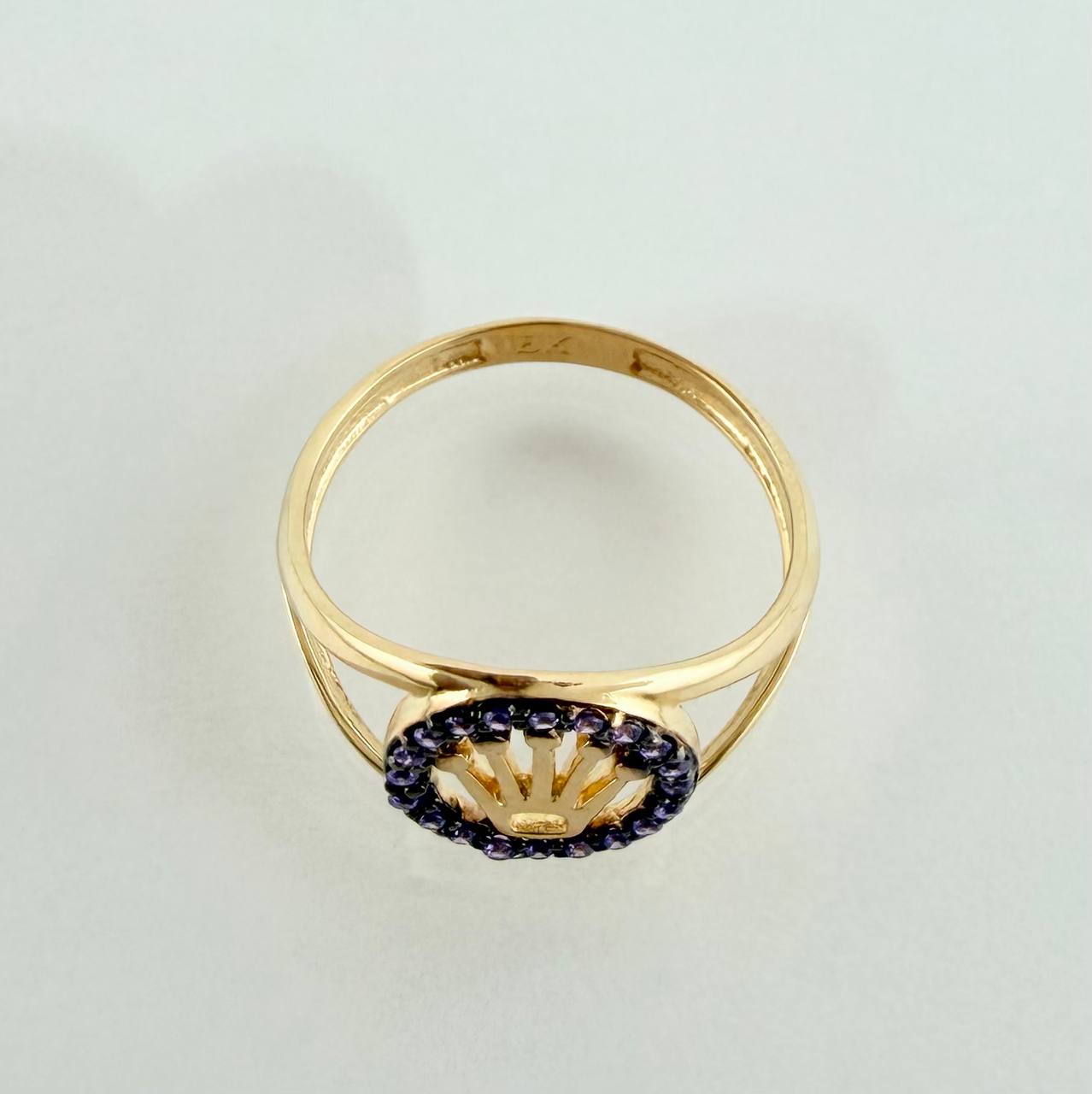 Anillo Corona 1.7gr / T5 / Dos Oros Negro Amarillo 18K &