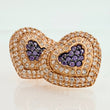 Topos Halo Corazon Tupido 4.65gr / 13.06mm Dos Oros Negro Rosa 18K &