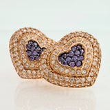 Topos Halo Corazon Tupido 4.65gr / 13.06mm Dos Oros Negro Rosa 18K &