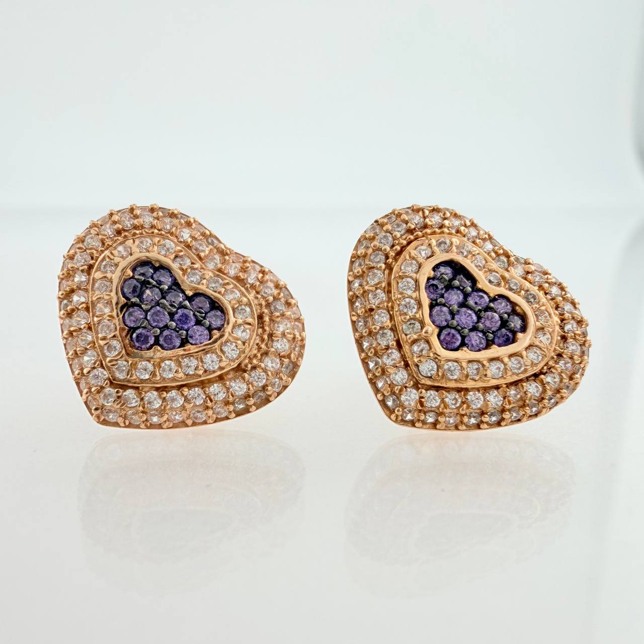 Topos Halo Corazon Tupido 4.65gr / 13.06mm Dos Oros Negro Rosa 18K &
