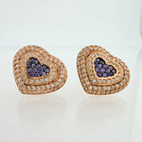 Topos Halo Corazon Tupido 4.65gr / 13.06mm Dos Oros Negro Rosa 18K &
