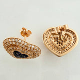 Topos Halo Corazon Tupido 4.65gr / 13.06mm Dos Oros Negro Rosa 18K &