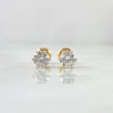 Topos Piedra Seis Garras 1.1gr / 5.4mm Circon Blanco Oro Amarillo 18K (Joya) *