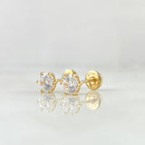 Topos Piedra Seis Garras 1.1gr / 5.4mm Circon Blanco Oro Amarillo 18K (Joya)