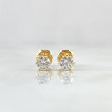 Stud Earrings Stone Six Claws 0.8gr / 4.3mm White Zircon 18K Yellow Gold (Jewel) *