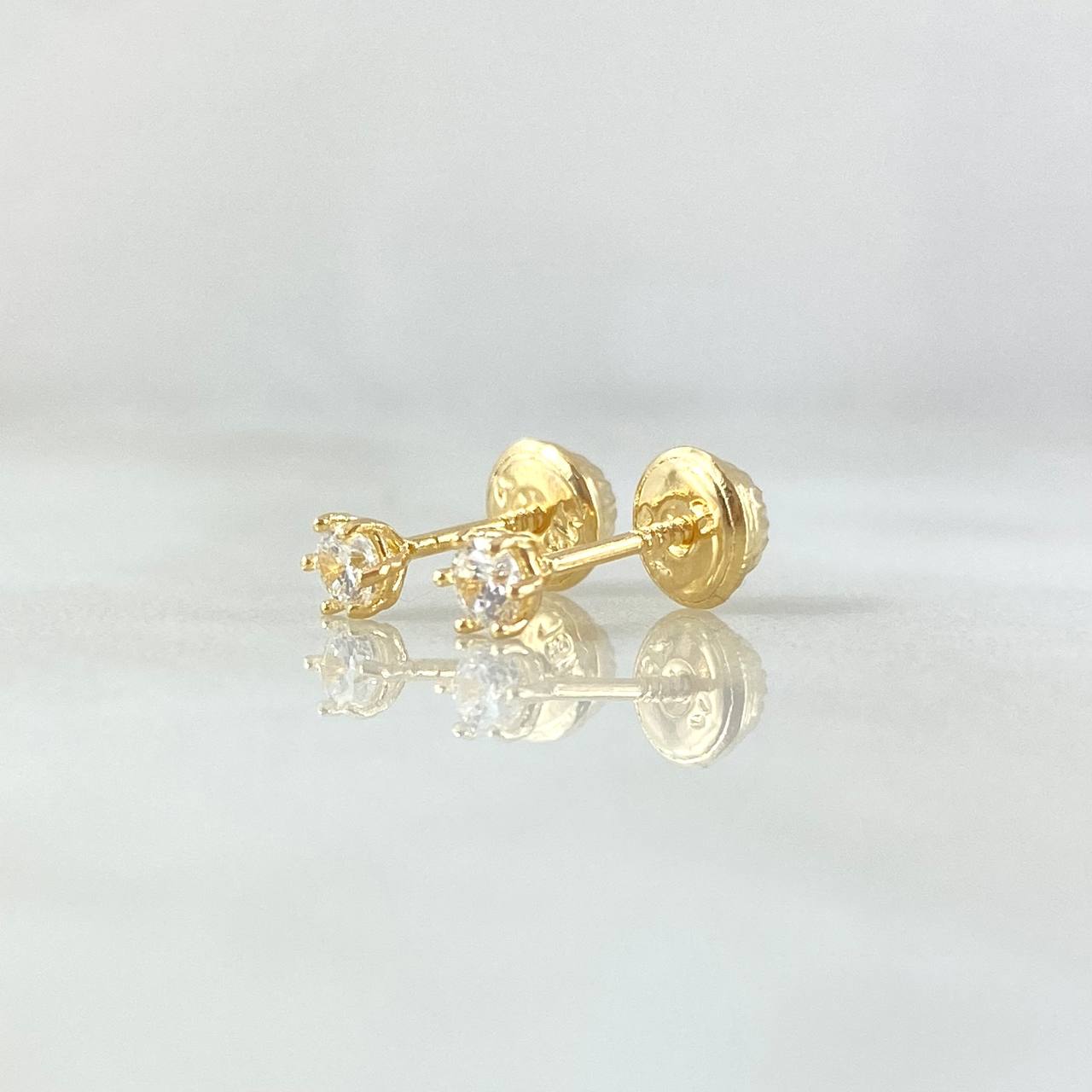 Stud Earrings Stone Six Claws 0.6gr / 3.4mm White Zircon 18K Yellow Gold (Jewel)
