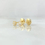 Topos Piedra Seis Garras 0.6gr / 3.4mm Circon Blanco Oro Amarillo 18K (Joya) *