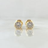 Stud Earrings Bezel 0.85gr / 5.2mm White Zircon 18K Yellow Gold (Jewel) ©
