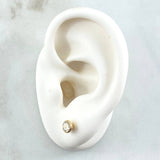 Stud Earrings Bezel 0.85gr / 5.2mm White Zircon 18K Yellow Gold (Jewel) ©