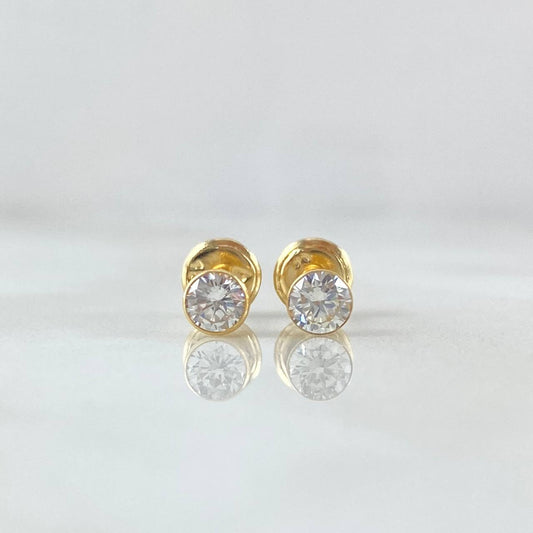 Stud Earrings Bezel 0.6gr / 4.2mm White Zircon 18K Yellow Gold (Jewel)