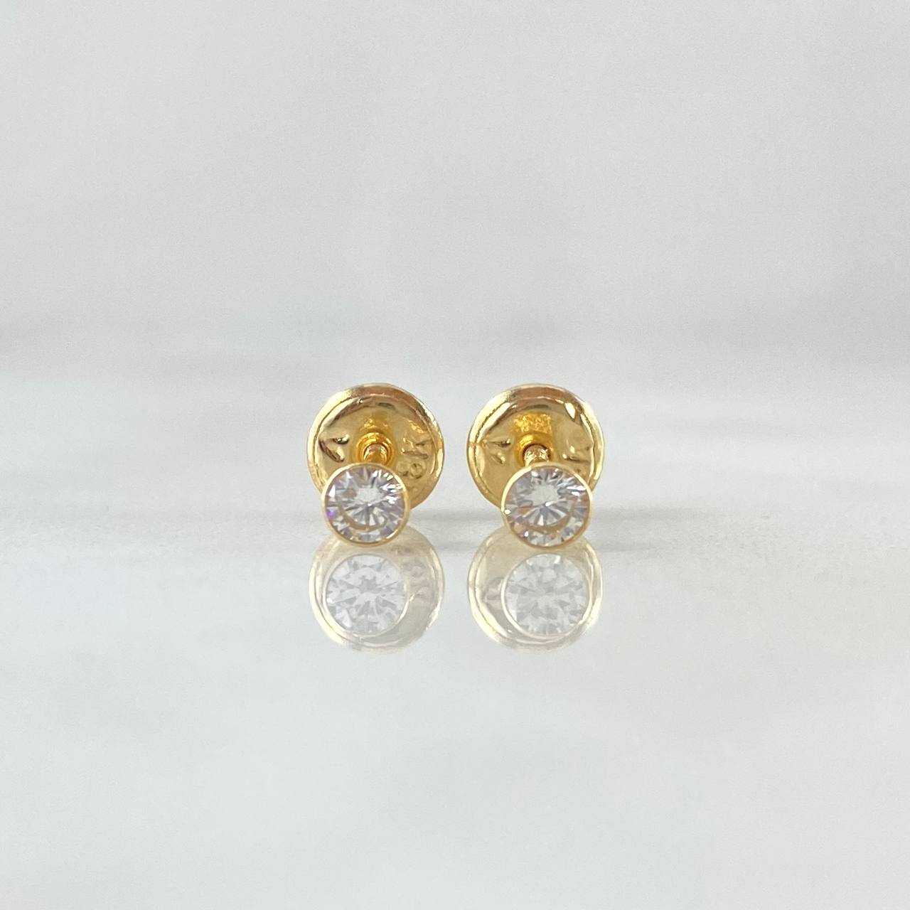 Topos Bisel 0.45gr / 3.2mm Circon Blanco Oro Amarillo 18K (Joya) *