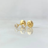 Stud Earrings Bezel 0.45gr / 3.2mm White Zircon Yellow Gold 18K (Jewel) ©