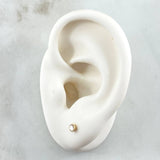 Stud Earrings Bezel 0.45gr / 3.2mm White Zircon Yellow Gold 18K (Jewel) ©