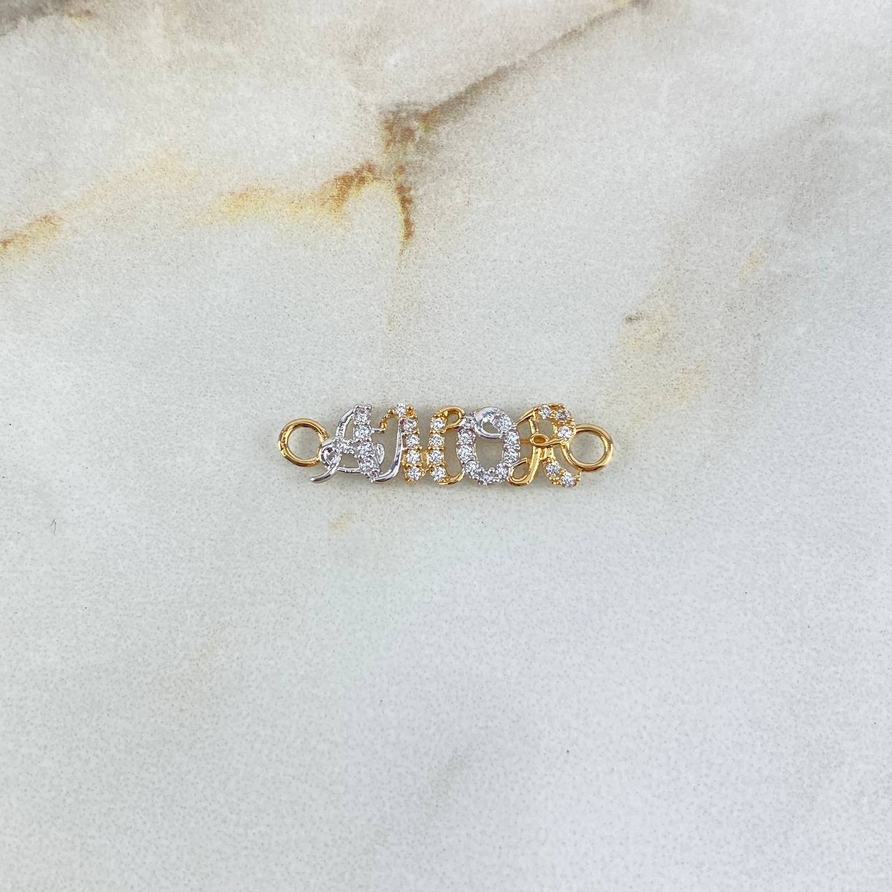 Charm Love 0.9gr / 2.5cm / White Zircons Two Yellow White Golds ©