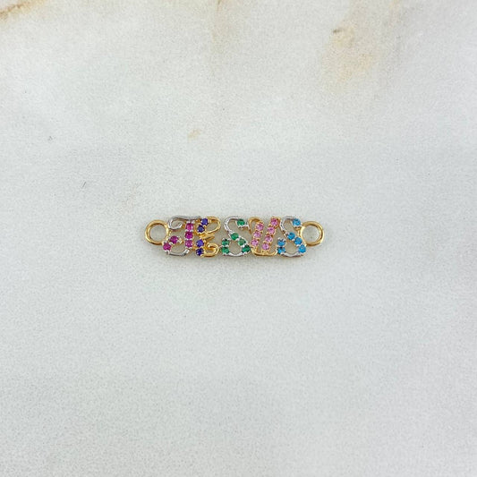 Charm Jesus 0.9gr / 2.5cm / Pink-Purple-Green-Lilac-Blue Zircons Two Yellow White Golds ©