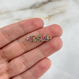 Charm Jesus 0.9gr / 2.5cm / Pink-Purple-Green-Lilac-Blue Zircons Two Yellow White Golds ©
