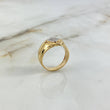 Anillo Rombo Cubierto 7.55gr / T10 3/4 / Circones Blancos Dos Oros Amarillo Blanco ©